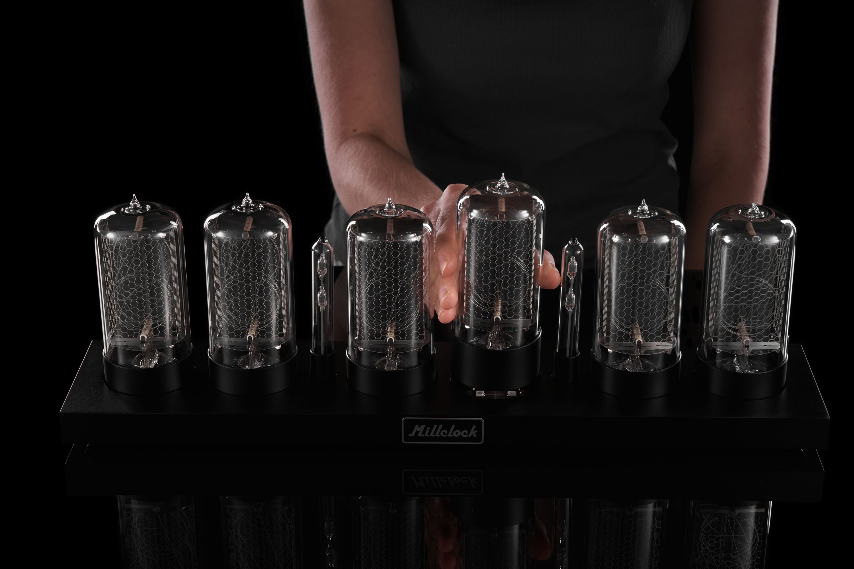 ZIN70 Nixie Tube Clock Black Aluminium Case by Millclock