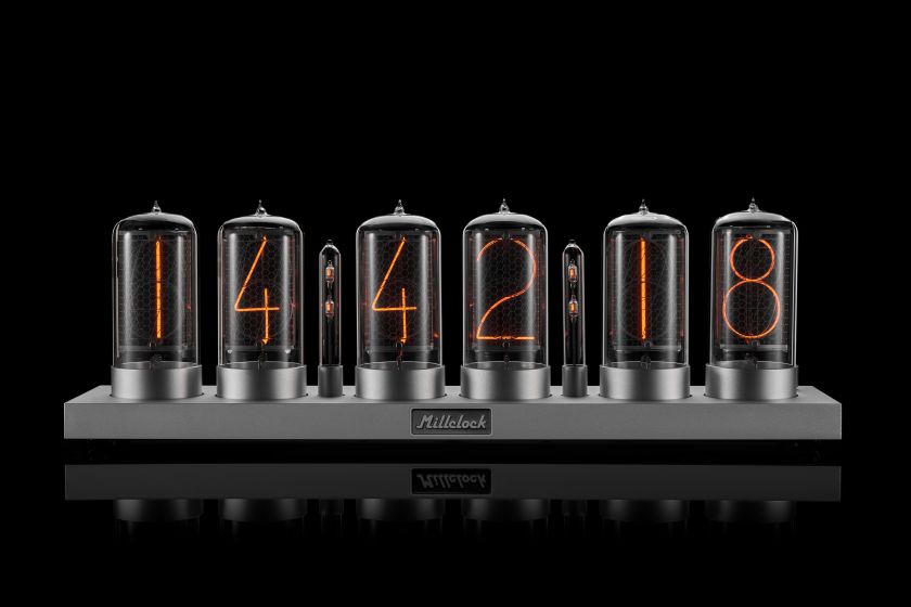 ZIN70 Nixie Tube Clock Silver Aluminium Case by Millclock