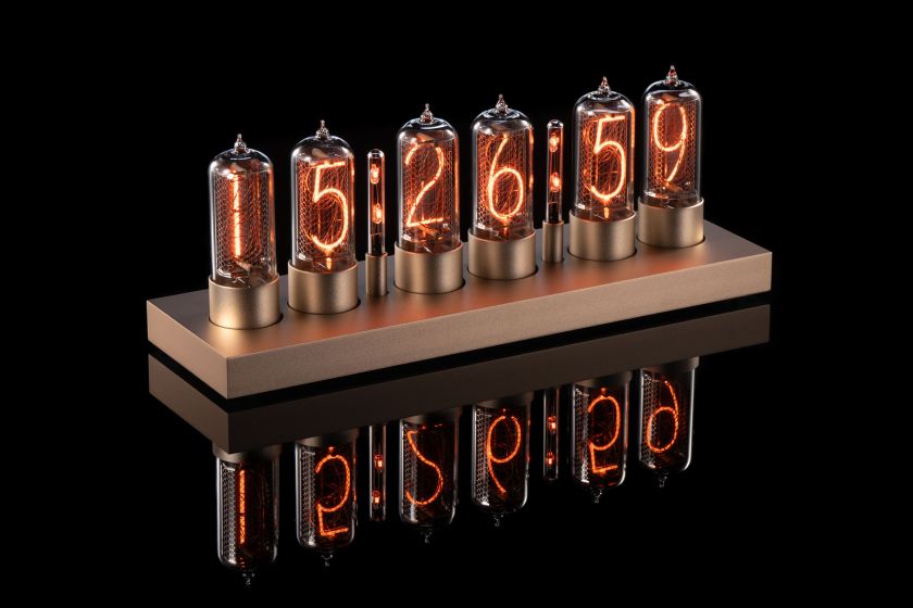ZIN18 Nixie Tube Clock – Gold Case & Gold Tube Bases | Millclock