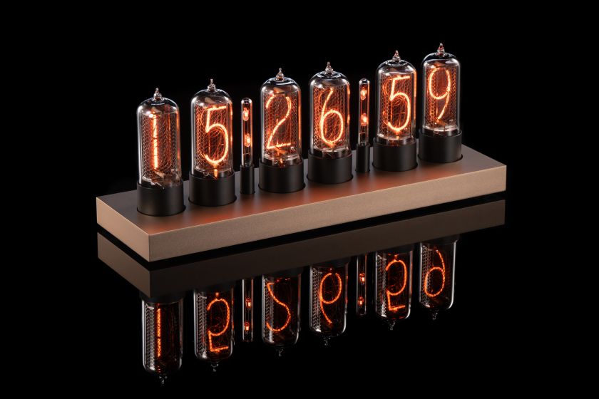 ZIN18 Nixie Tube Clock – Gold Case & Black Tube Bases | Millclock