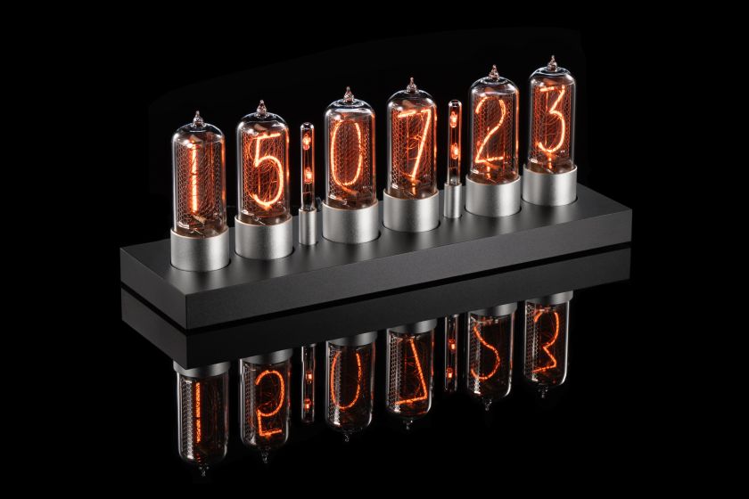ZIN18 Nixie Tube Clock – Black Case & Silver Tube Bases | Millclock