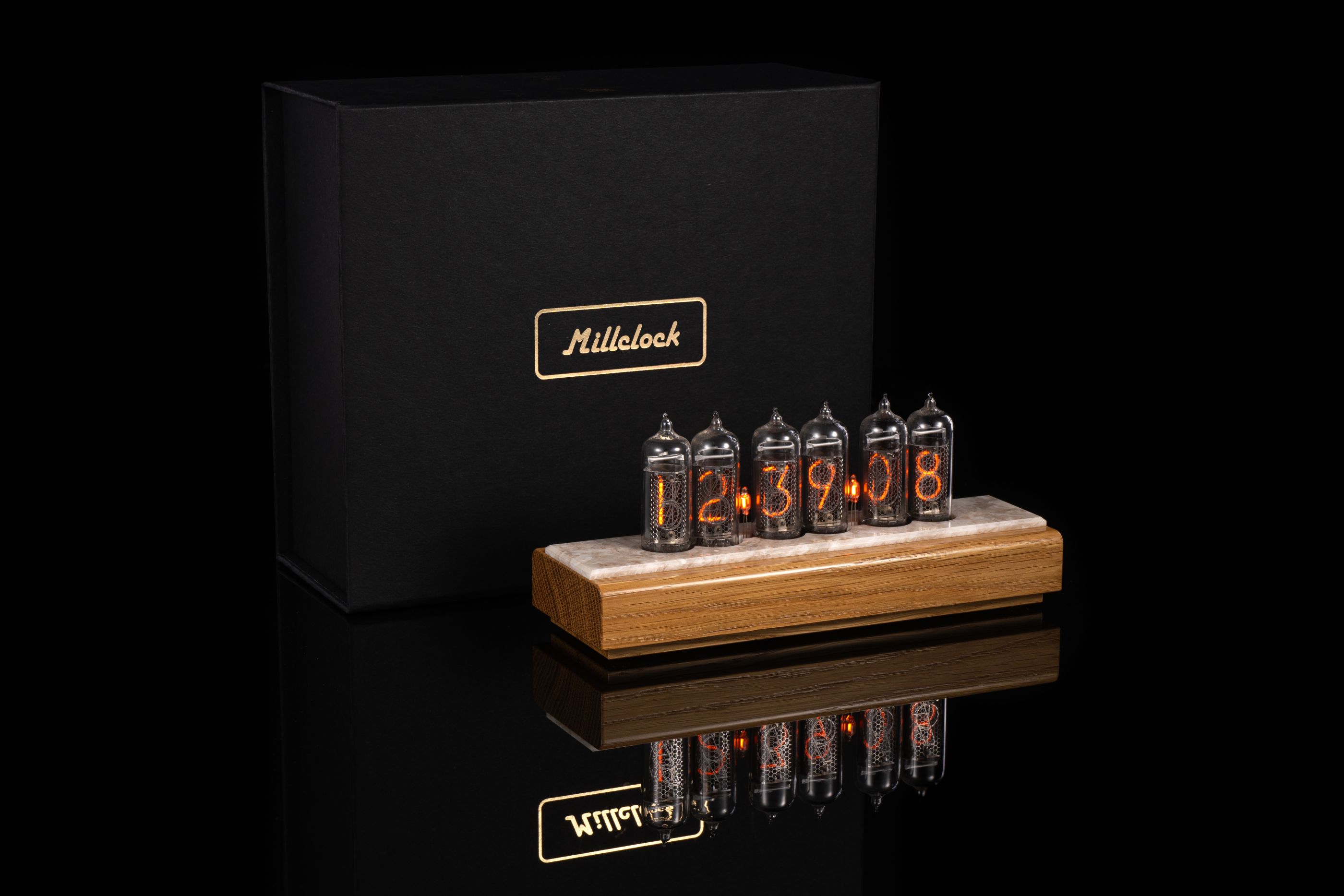 IN-14 Nixie Tube Clock – Light Ash & Stone Case | Millclock