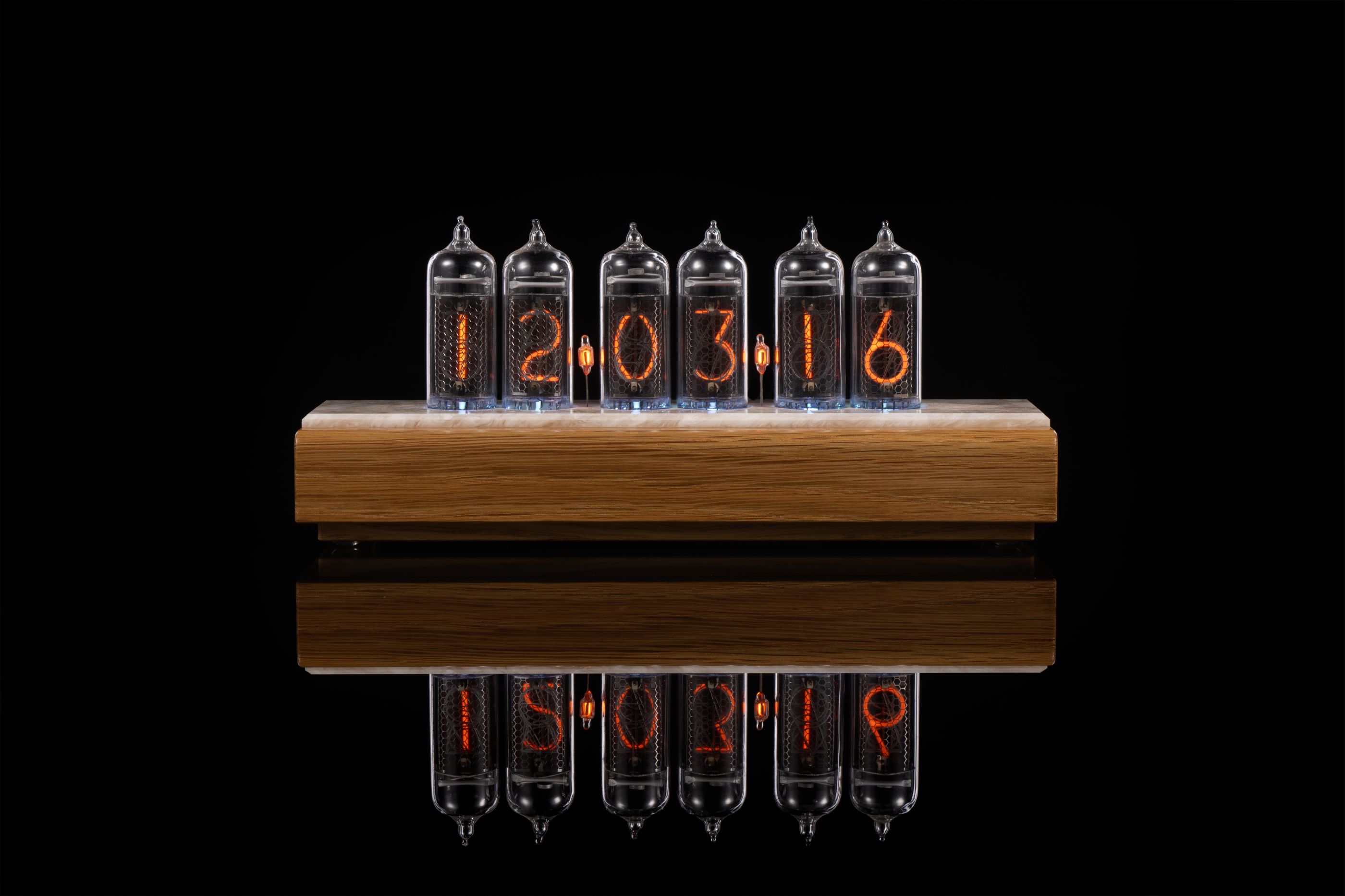 IN-14 Nixie Tube Clock – Light Ash & Stone Case | Millclock
