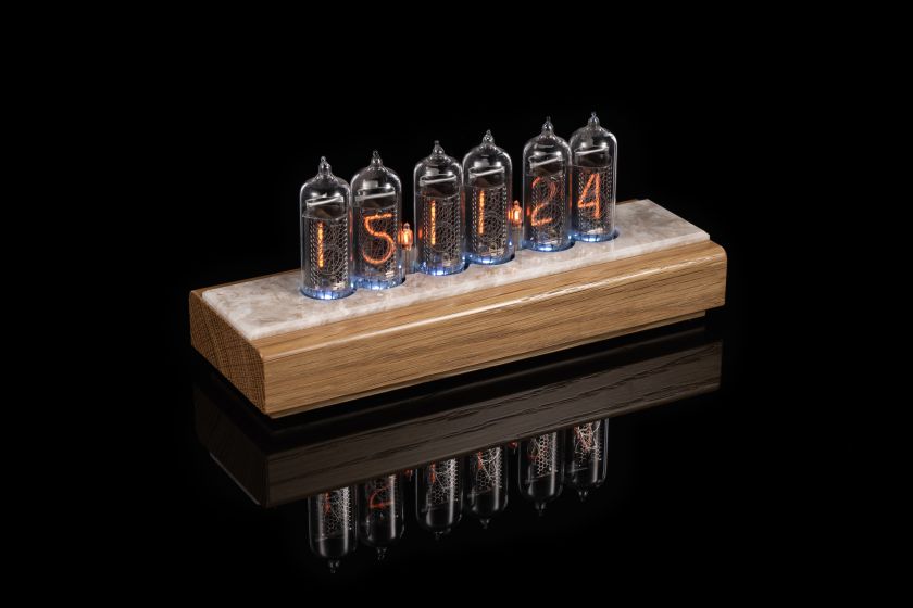 IN-14 Nixie Tube Clock – Light Ash & Stone Case | Millclock