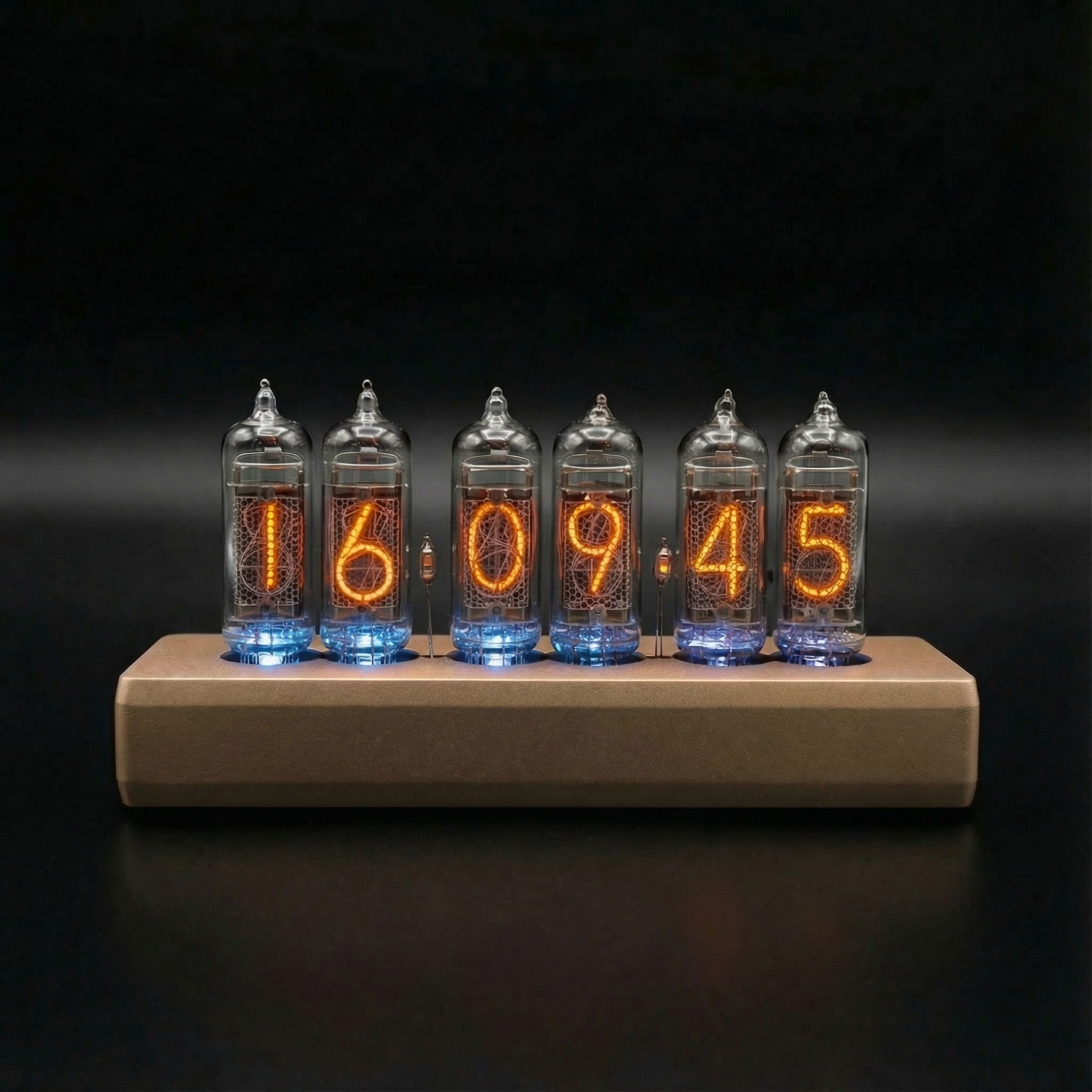 IN-14 Nixie Tube Clock – Tyrant Gold Aluminium Case with 6 Vintage Tubes | Millclock