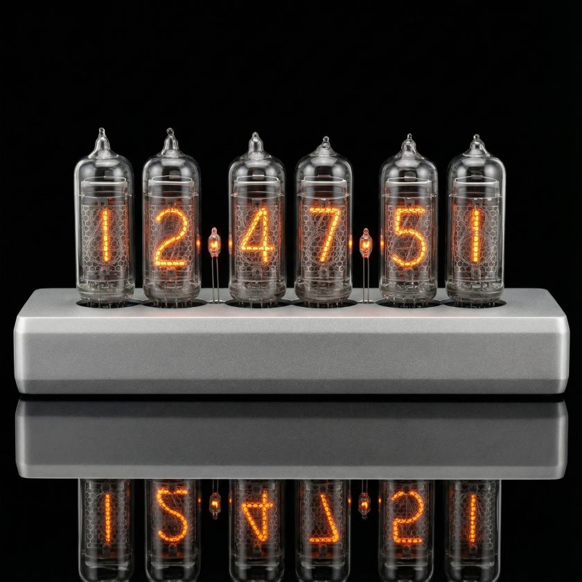 IN-14 Nixie Tube Clock – Silver Anodised Aluminium Case with 6 Vintage Tubes | Millclock