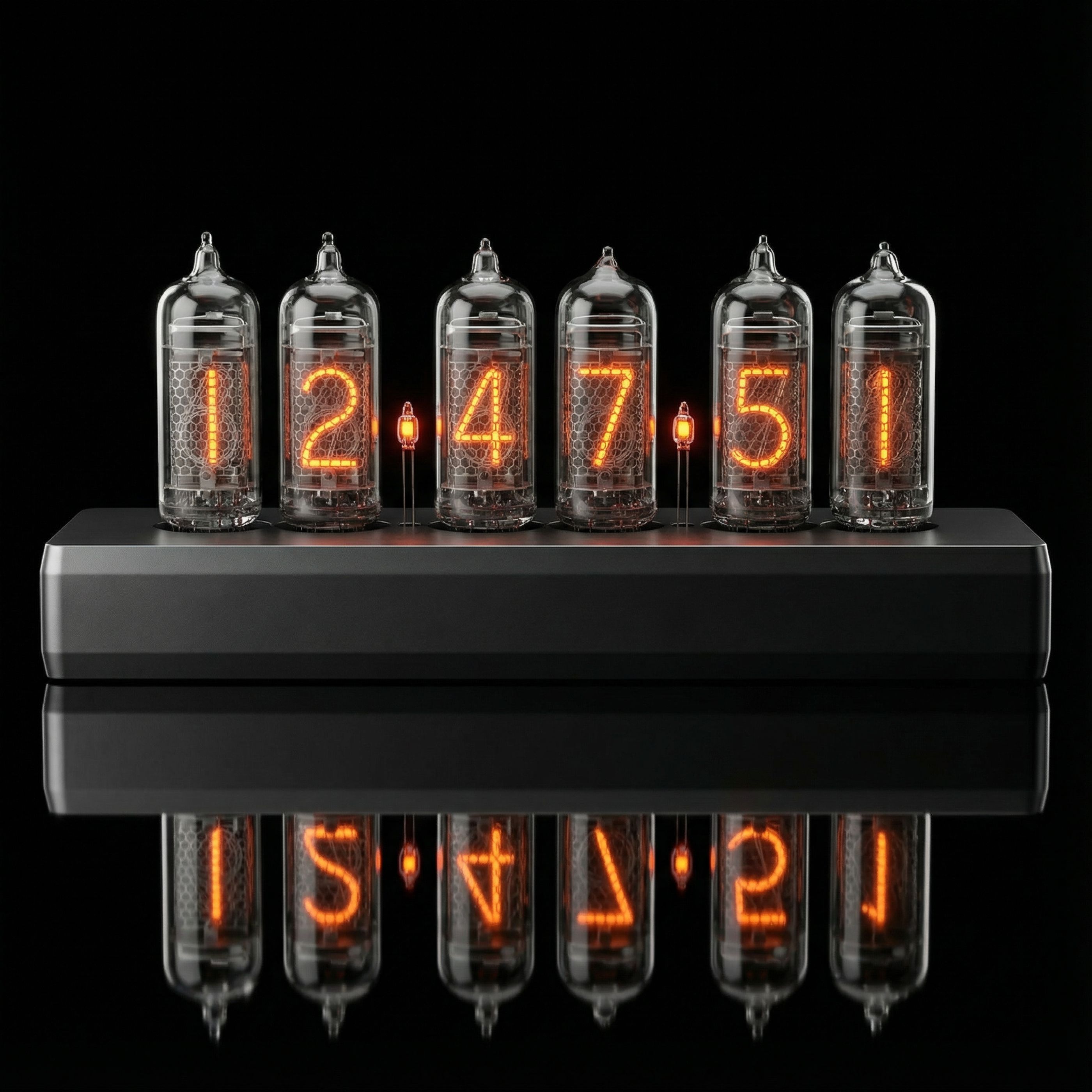 IN-14 Nixie Tube Clock in Black Anodised Aluminium – Vintage Glow for Modern Desks | Millclock