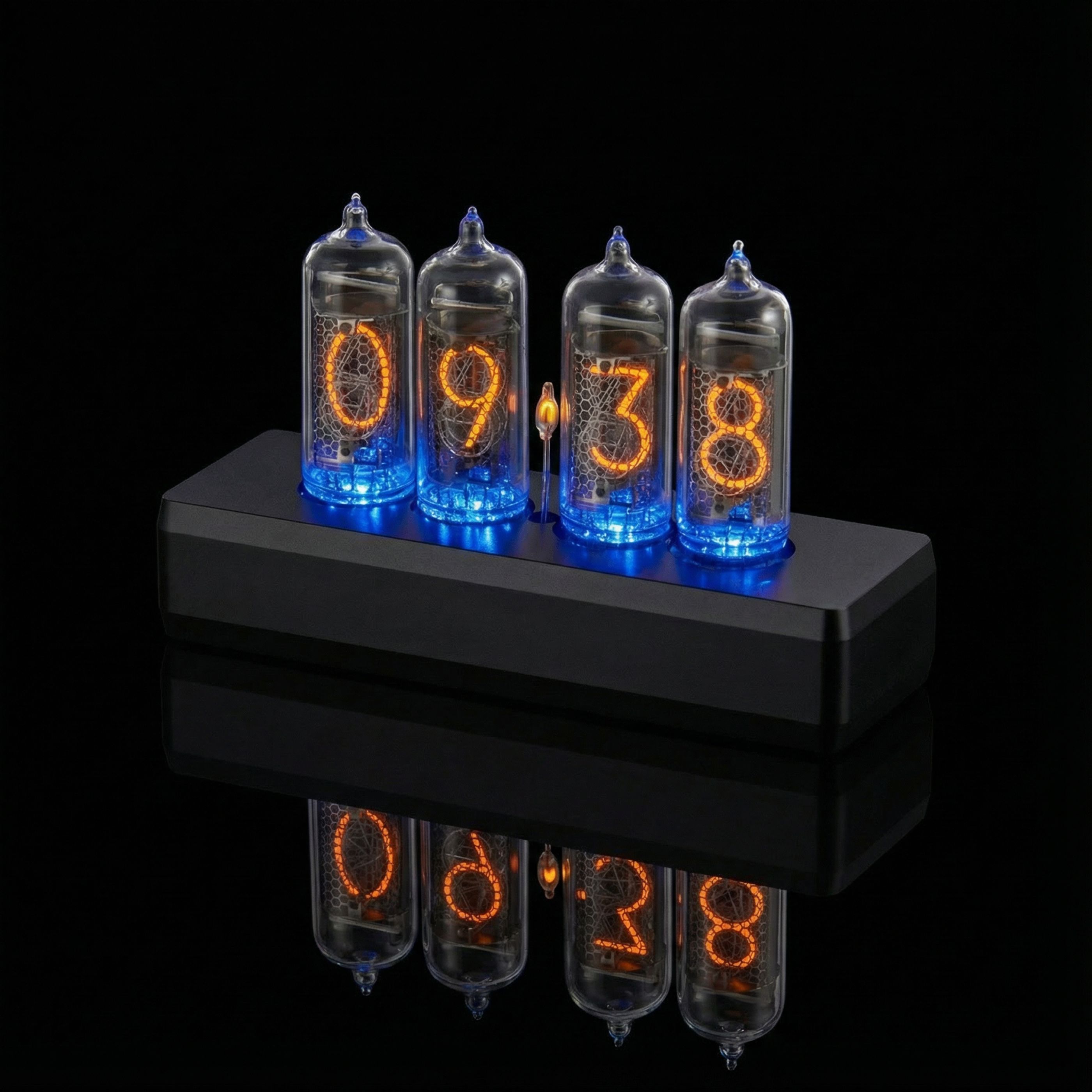IN-14 Nixie Tube Clock – 4-Tube Black Aluminium Case | Millclock